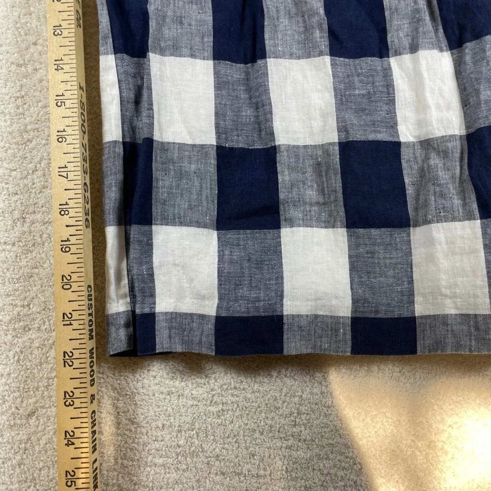 j. crew gingham 100% beauchamps linen capri wide leg jumpsuit 4 coastal preppy
